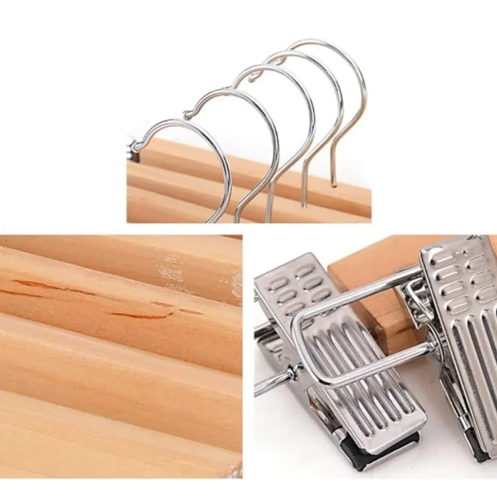 Wood and Steel Skirt/Pant Hangers with Clips Set of 12
